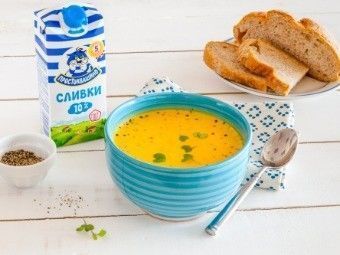 Сливочный морковный суп с карри и зирой Сливочный морковный суп с карри и зирой